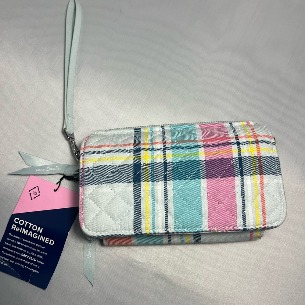 NWT Vera Bradley All in One Crossbody Bag Small Pastel Plaid Quilted RFID